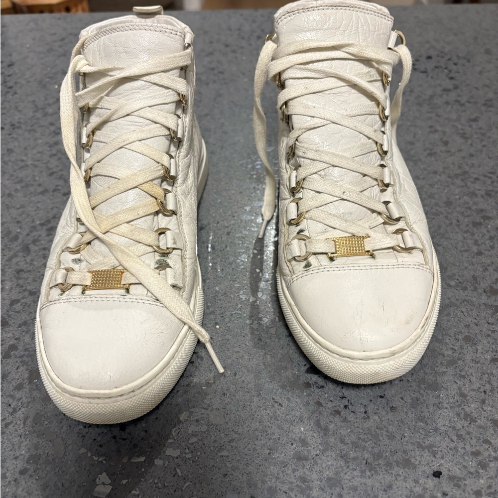 Balenciaga Cream Leather Sneakers